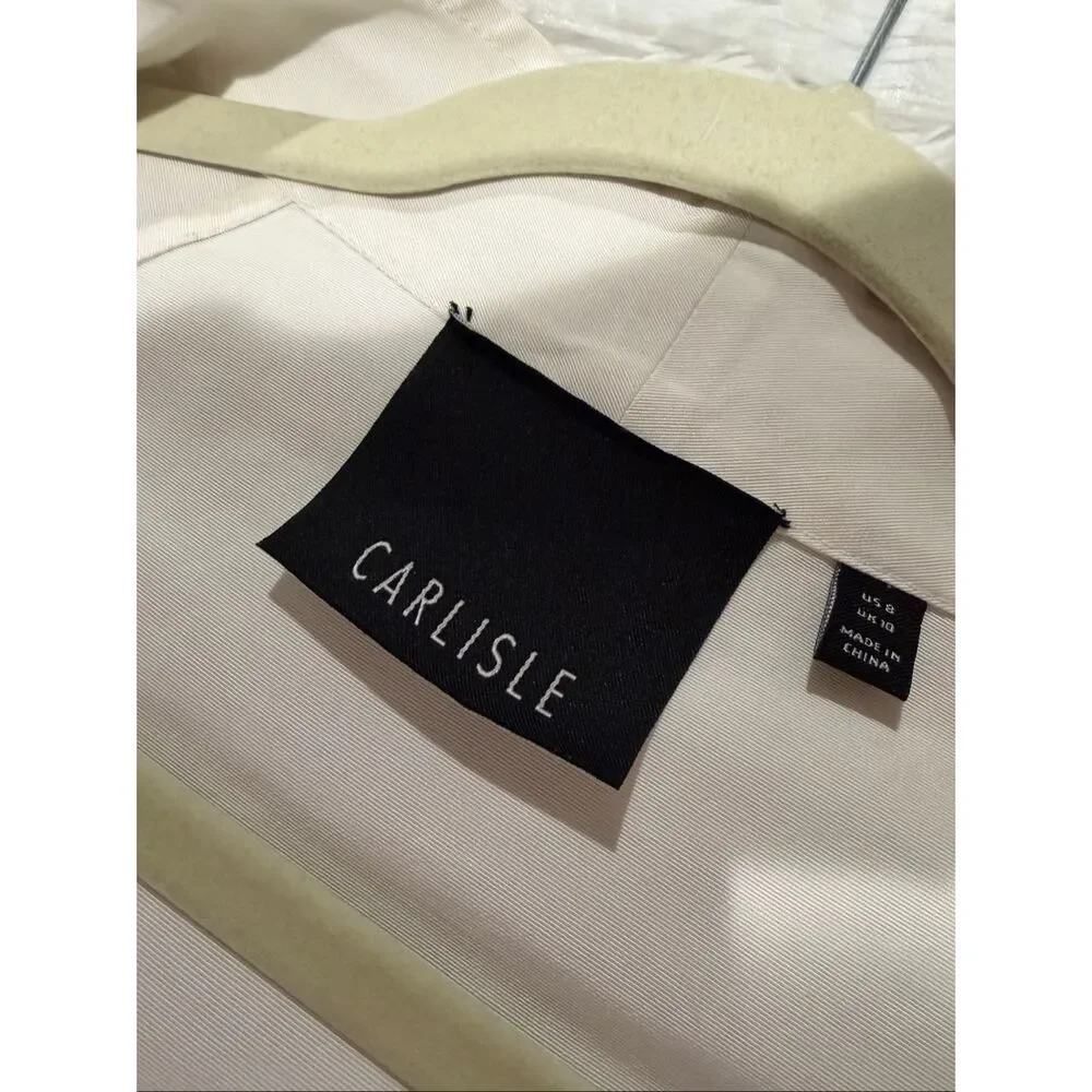 Carlisle Cotton Cupro Crop Zip Jacket in White Size 8
